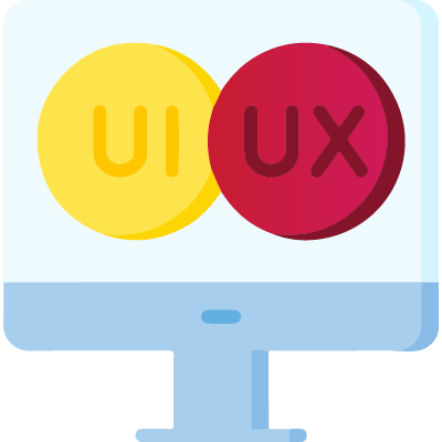 a computer screen with a yellow and red circle - ui/ux services Icon